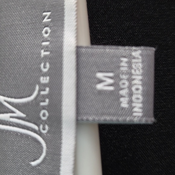 Silver Black Short Sleeve JM Collection SZ medium Rayon Spandex Runs Big - Picture 4 of 8